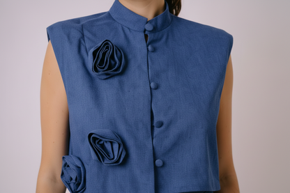Rose Denim Vest